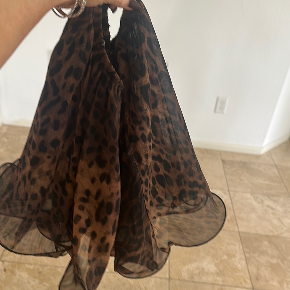 UNIF Brown and Black Ruffled Bubble Skirt